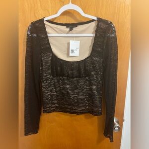 Forever 21 Lace long sleeve top size large NWT